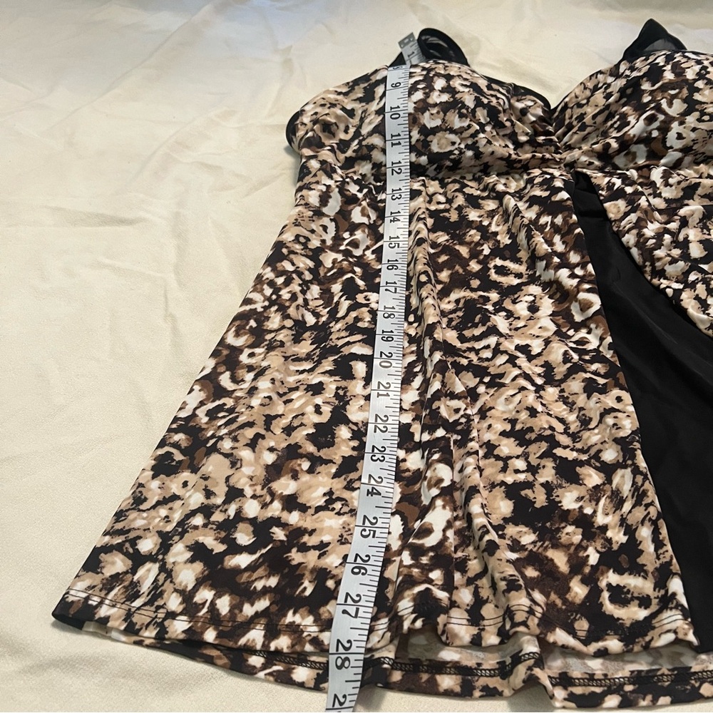 NWT Leopard Print Sleeveless meshed  shoulder straps scrunched chest   swim top - Picture 12 of 13